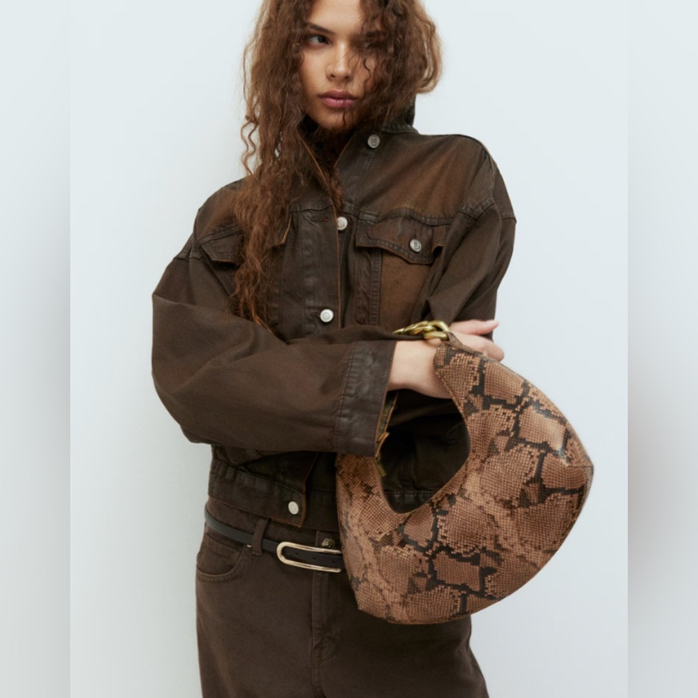H&M 2025 Small Shoulder Bag Brown Snakeskin Patterned - H&M Original - Picture 1 of 9